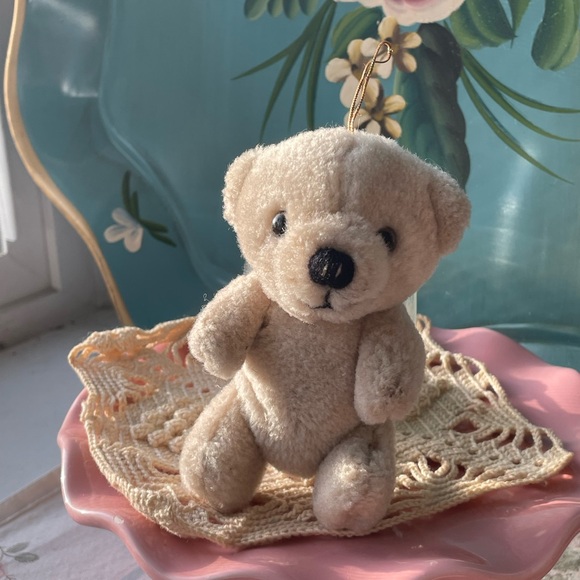 Vintage Plush Beige Jointed Teddy Bear Ornament - Picture 5 of 5